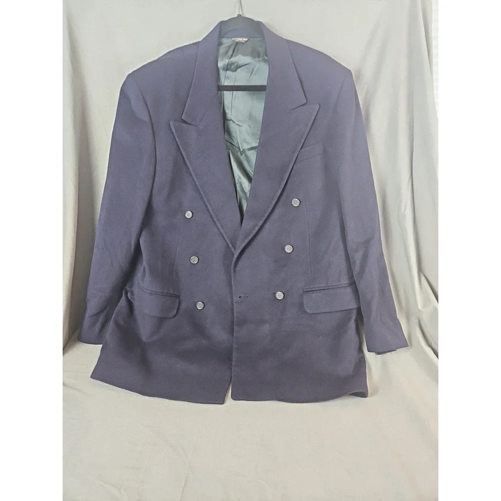 Vintage Resort‎ Collection 100% Cashmere Double Breasted Navy Blazer USA